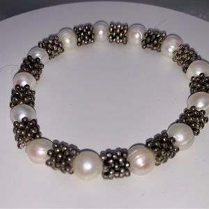 Artisan Pearl and Bronze Beaded Bracelet